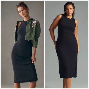 Daily Practice by Anthropologie Slim Racerback‎ Midi Dress in Black